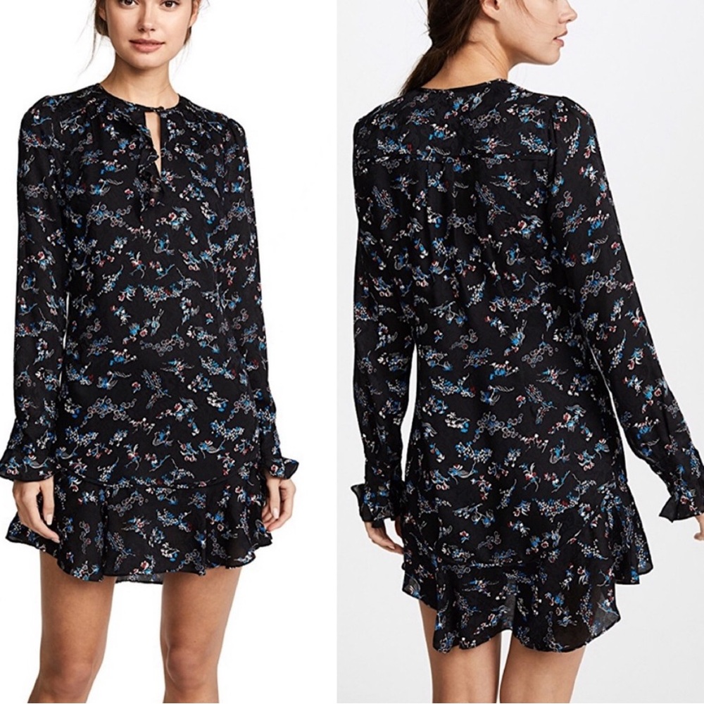 Veronica Beard Preston Long-Sleeve Floral-Print Silk Dress